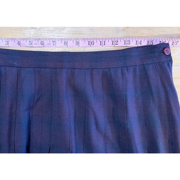 VTG JoS A Bank Pleated Plaid Skirt Wool Blend M Blue Red Heritage Brit Preppy - Picture 6 of 11